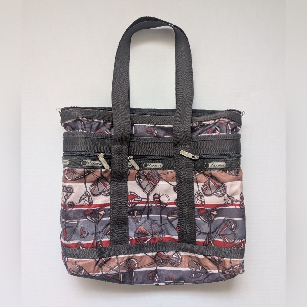 LeSportSac Hearts and Brown Trim Tote Handbag